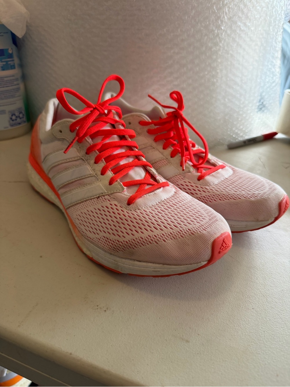 Men’s Adidas Boost Size  11 ADIZERO Boston Running Shoes with Bright  Accents
